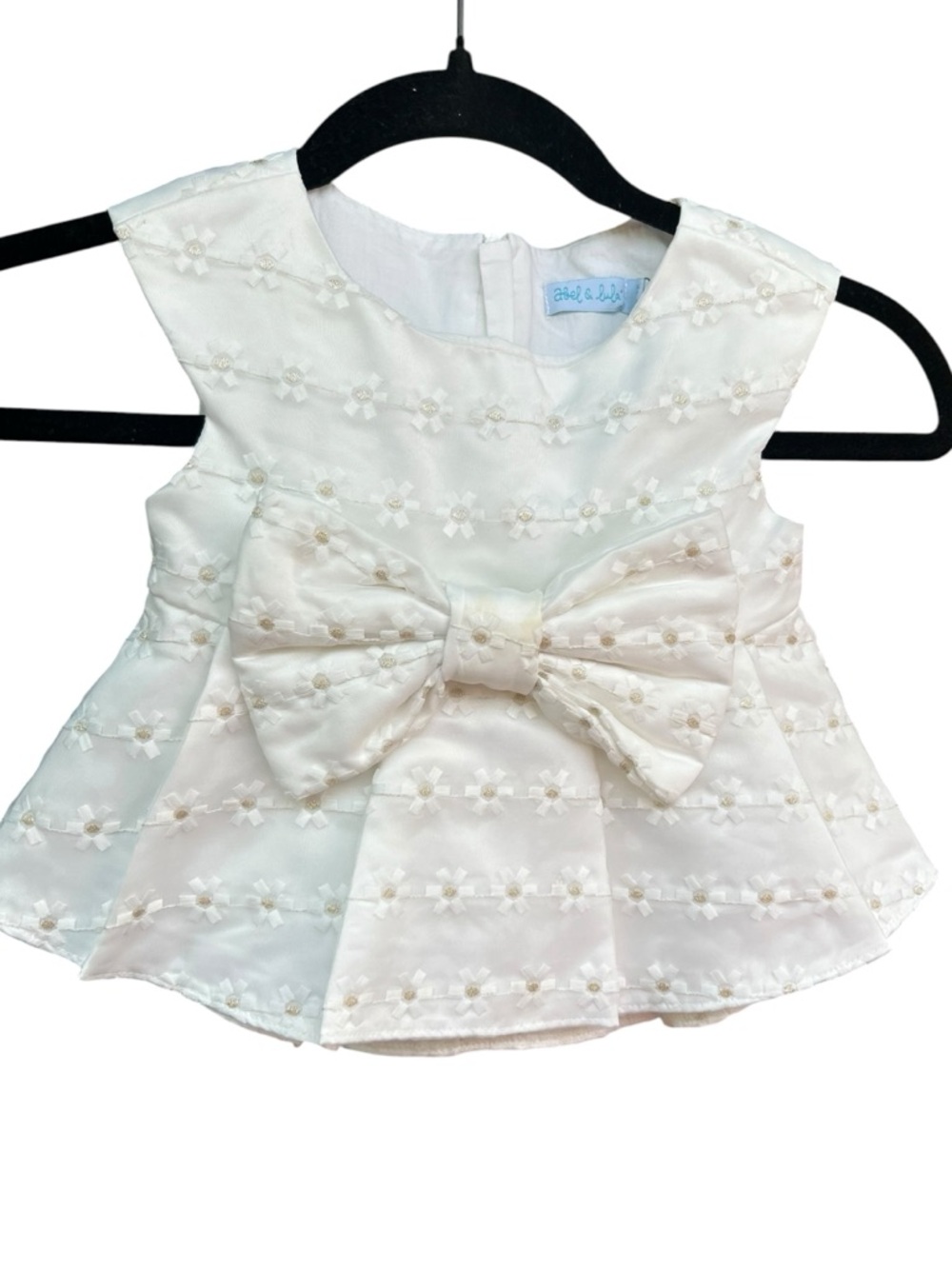 Abel & Lula Ivory Embroidered Gathered Bow Blouse 4 Years Girls Nice Top